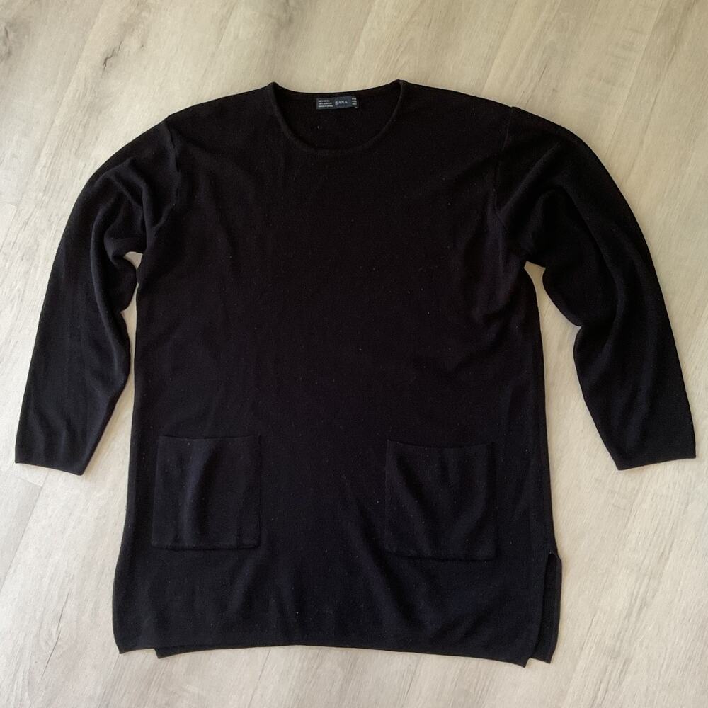 Zara Knit Sweater W/ Pockets Long Sleeve Womens Large